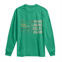 Funny Lawn Mower Dad Gardener Long Sleeve Shirt Make Lawns Great Again Fathers Day American Flag - Wonder Print Shop
