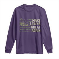 Funny Lawn Mower Dad Gardener Long Sleeve Shirt Make Lawns Great Again Fathers Day American Flag - Wonder Print Shop