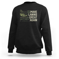 Funny Lawn Mower Dad Gardener Sweatshirt Make Lawns Great Again Fathers Day American Flag - Wonder Print Shop