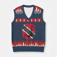 Trinidad and Tobago Flag Lion V-Neck Knit Sweater Vest Caribbean Souvenir - Wonder Print Shop