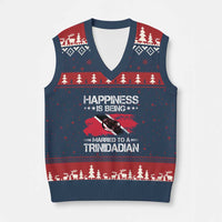 Happiness Is Being Married to a Trinidadian V-Neck Knit Sweater Vest Trinidad & Tobago Flag Couples Gift - Wonder Print Shop