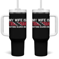 My Wife Is Trinidadian Nothing Scares Me Puerto Rican Tumbler With Handle Funny Trinidad & Tobago Husband Gift - Wonder Print Shop