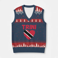 Trini Pride V-Neck Knit Sweater Vest Trinidad and Tobago Heart Flag Caribbean Roots - Wonder Print Shop