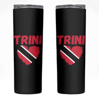 Trini Pride Skinny Tumbler Trinidad and Tobago Heart Flag Caribbean Roots - Wonder Print Shop