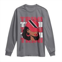 Proud Trini Afro Black Woman Long Sleeve Shirt Trinidad and Tobago Flag Pride - Wonder Print Shop