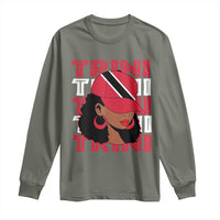 Proud Trini Afro Black Woman Long Sleeve Shirt Trinidad and Tobago Flag Pride - Wonder Print Shop