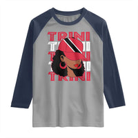 Proud Trini Afro Black Woman Raglan Shirt Trinidad and Tobago Flag Pride - Wonder Print Shop