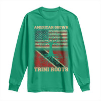 American Grown Trini Roots Long Sleeve Shirt Trinidad and Tobago USA Flag Trinidadian Proud Us - Wonder Print Shop