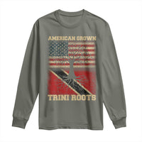 American Grown Trini Roots Long Sleeve Shirt Trinidad and Tobago USA Flag Trinidadian Proud Us - Wonder Print Shop