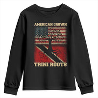 American Grown Trini Roots Youth Sweatshirt Trinidad and Tobago USA Flag Trinidadian Proud Us - Wonder Print Shop