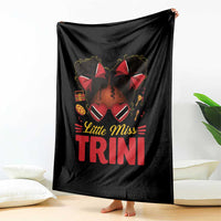 Little Miss Trinidad And Tobago Throw Blanket Afro Black Messy Bun Girl Trini Flag Bow