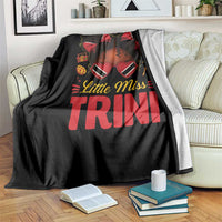Little Miss Trinidad And Tobago Throw Blanket Afro Black Messy Bun Girl Trini Flag Bow
