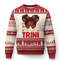 Little Miss Trinidad And Tobago Ugly Christmas Sweater Afro Black Messy Bun Girl Trini Flag Bow