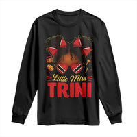 Little Miss Trinidad And Tobago Long Sleeve Shirt Afro Black Messy Bun Girl Trini Flag Bow