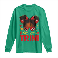 Little Miss Trinidad And Tobago Long Sleeve Shirt Afro Black Messy Bun Girl Trini Flag Bow