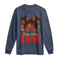 Little Miss Trinidad And Tobago Long Sleeve Shirt Afro Black Messy Bun Girl Trini Flag Bow