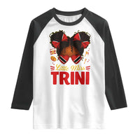 Little Miss Trinidad And Tobago Raglan Shirt Afro Black Messy Bun Girl Trini Flag Bow