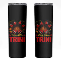 Little Miss Trinidad And Tobago Skinny Tumbler Afro Black Messy Bun Girl Trini Flag Bow