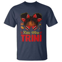 Little Miss Trinidad And Tobago T Shirt Afro Black Messy Bun Girl Trini Flag Bow