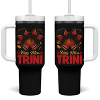 Little Miss Trinidad And Tobago Tumbler With Handle Afro Black Messy Bun Girl Trini Flag Bow