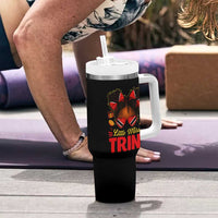 Little Miss Trinidad And Tobago Tumbler With Handle Afro Black Messy Bun Girl Trini Flag Bow