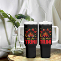 Little Miss Trinidad And Tobago Tumbler With Handle Afro Black Messy Bun Girl Trini Flag Bow