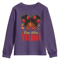 Little Miss Trinidad And Tobago Youth Sweatshirt Afro Black Messy Bun Girl Trini Flag Bow