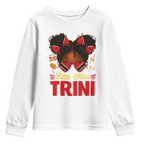 Little Miss Trinidad And Tobago Youth Sweatshirt Afro Black Messy Bun Girl Trini Flag Bow