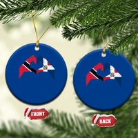 Trinidad and Tobago Dominican Ceramic Ornament Two Flags One Heart