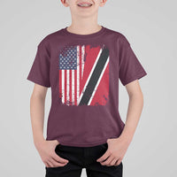 USA Trinidad and Tobago T Shirt For Kid Retro Vintage American Trini Pride Flag