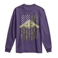 Retro Camo B2 Spirit Long Sleeve Shirt B-2 Bomber Stealth Aircraft Camouflage US Flag Patriotic - Wonder Print Shop