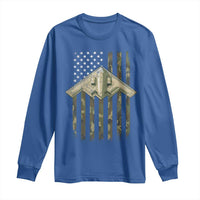 Retro Camo B2 Spirit Long Sleeve Shirt B-2 Bomber Stealth Aircraft Camouflage US Flag Patriotic - Wonder Print Shop