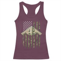Retro Camo B2 Spirit Racerback Tank Top B-2 Bomber Stealth Aircraft Camouflage US Flag Patriotic - Wonder Print Shop