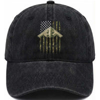 Retro Camo B2 Spirit Washed Cotton Baseball Cap B-2 Bomber Stealth Aircraft Camouflage US Flag Patriotic