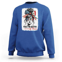 American Mexican Roots Sweatshirt Messy Bun Mexico America Half American Flag - Wonder Print Shop