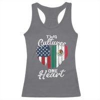 Mexican Roots Racerback Tank Top Mexican American Flag Two Cultures One Heart - Wonder Print Shop