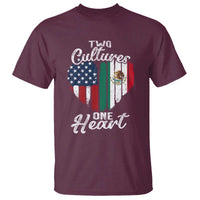 Mexican Roots T Shirt Mexican American Flag Two Cultures One Heart - Wonder Print Shop