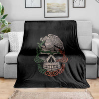 Mexico Coat of Arms Skull Throw Blanket Eagle Mexican Flag Mexico Heritage Roots - Wonder Print Shop