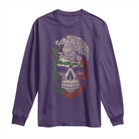 Mexico Coat of Arms Skull Long Sleeve Shirt Eagle Mexican Flag Mexico Heritage Roots - Wonder Print Shop