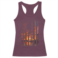 American Flag Fishing Racerback Tank Top Fish Fisher Fisherman Fishing Rod Sunset - Wonder Print Shop
