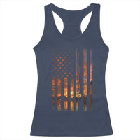 American Flag Fishing Racerback Tank Top Fish Fisher Fisherman Fishing Rod Sunset - Wonder Print Shop