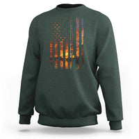 American Flag Fishing Sweatshirt Fish Fisher Fisherman Fishing Rod Sunset - Wonder Print Shop