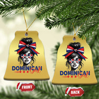 Dominican Girl Christmas Ornament Messy Bun Caribbean Dominican Republic DR Flag - Wonder Print Shop