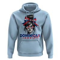 Dominican Girl Hoodie Messy Bun Caribbean Dominican Republic DR Flag - Wonder Print Shop