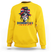 Dominican Girl Sweatshirt Messy Bun Caribbean Dominican Republic DR Flag - Wonder Print Shop