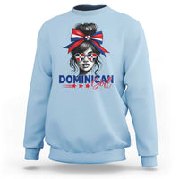 Dominican Girl Sweatshirt Messy Bun Caribbean Dominican Republic DR Flag - Wonder Print Shop