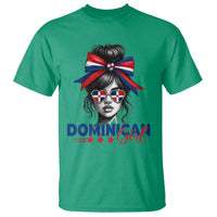 Dominican Girl T Shirt Messy Bun Caribbean Dominican Republic DR Flag - Wonder Print Shop