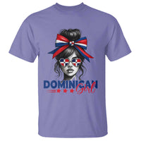 Dominican Girl T Shirt Messy Bun Caribbean Dominican Republic DR Flag - Wonder Print Shop