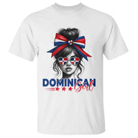 Dominican Girl T Shirt Messy Bun Caribbean Dominican Republic DR Flag - Wonder Print Shop