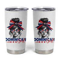 Dominican Girl Tumbler Cup Messy Bun Caribbean Dominican Republic DR Flag - Wonder Print Shop